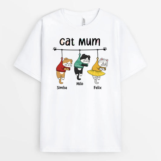 3008AUK1 suspended cat christmas t shirt  personalised gifts for cat mum