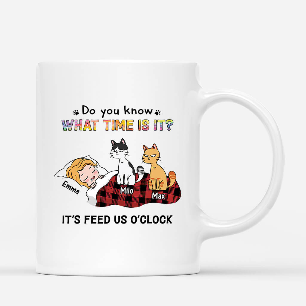 Personalised Do You Know What Time Is It? Mug For Cat Mum