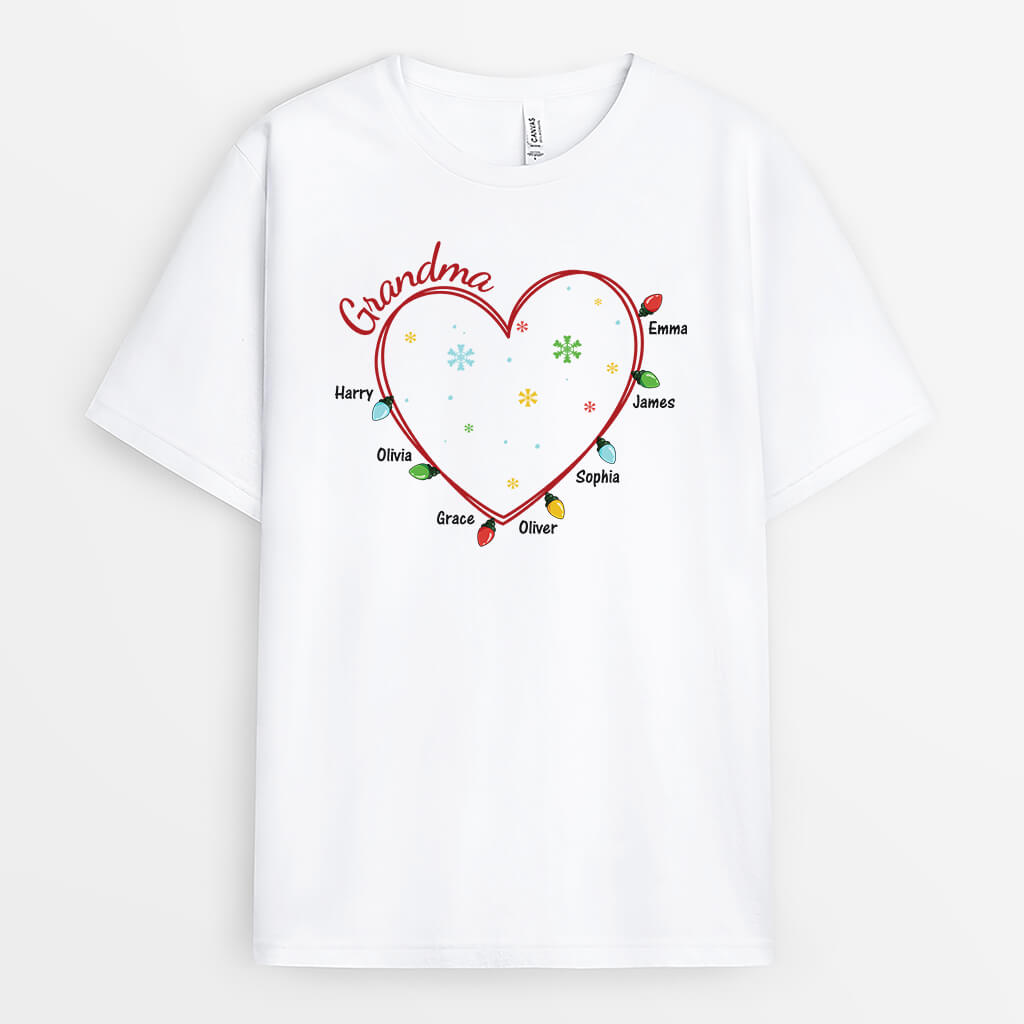 3017AUK1 grandma floral heart christmas  customised t shirt for grandma