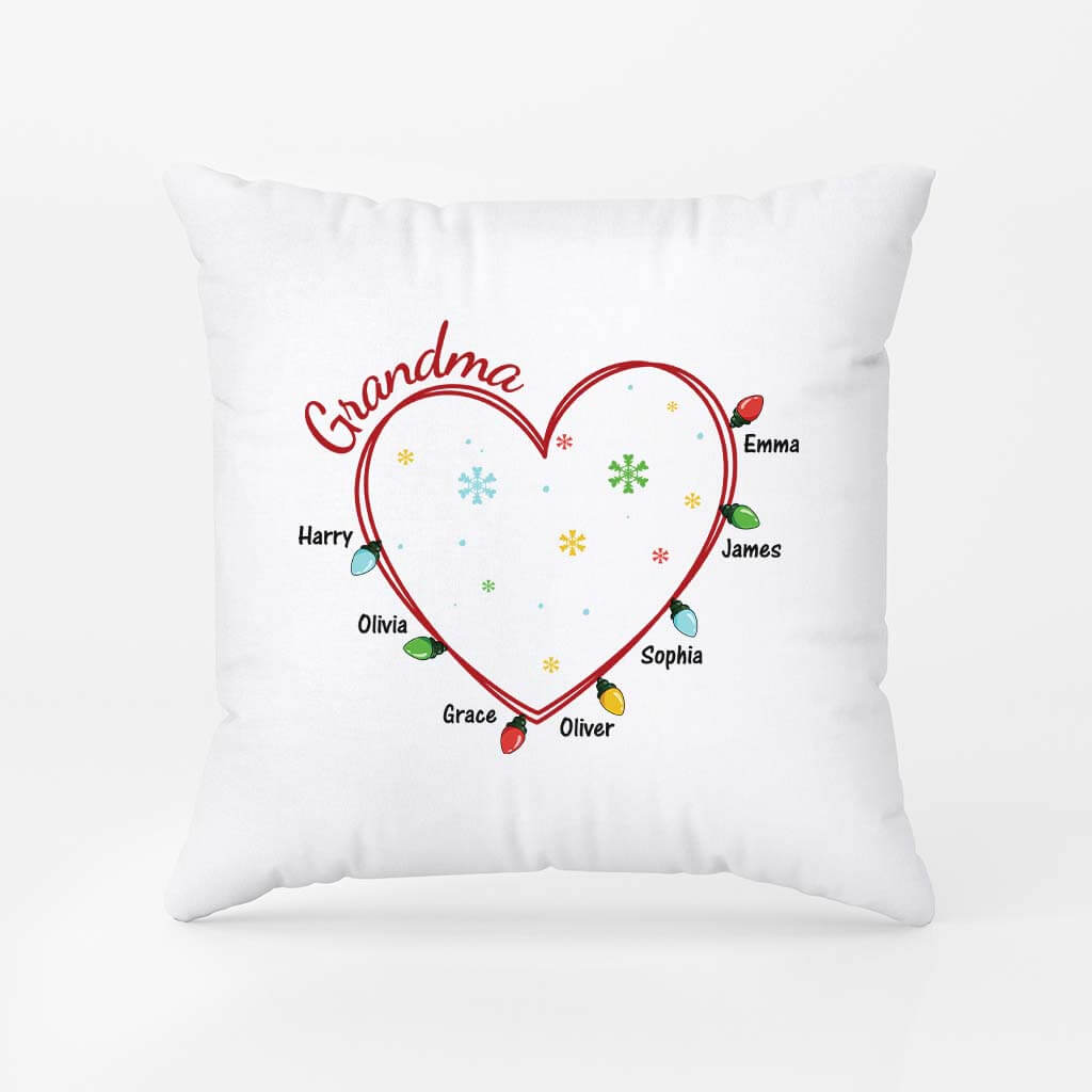 3017PUK1 grandma floral heart christmas  customised pillow for grandma