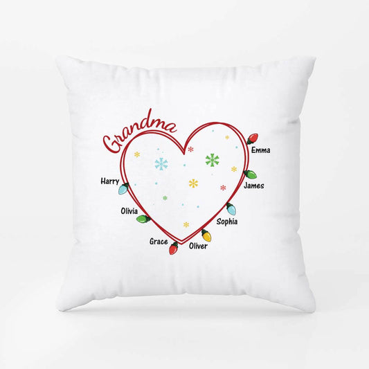 3017PUK1 grandma floral heart christmas  customised pillow for grandma