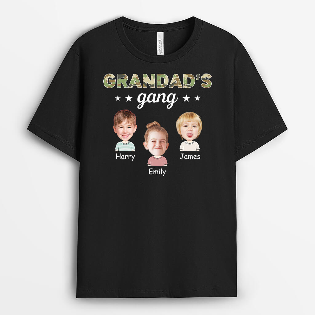 Personalised 3 Children Grandad's Gang T-Shirt