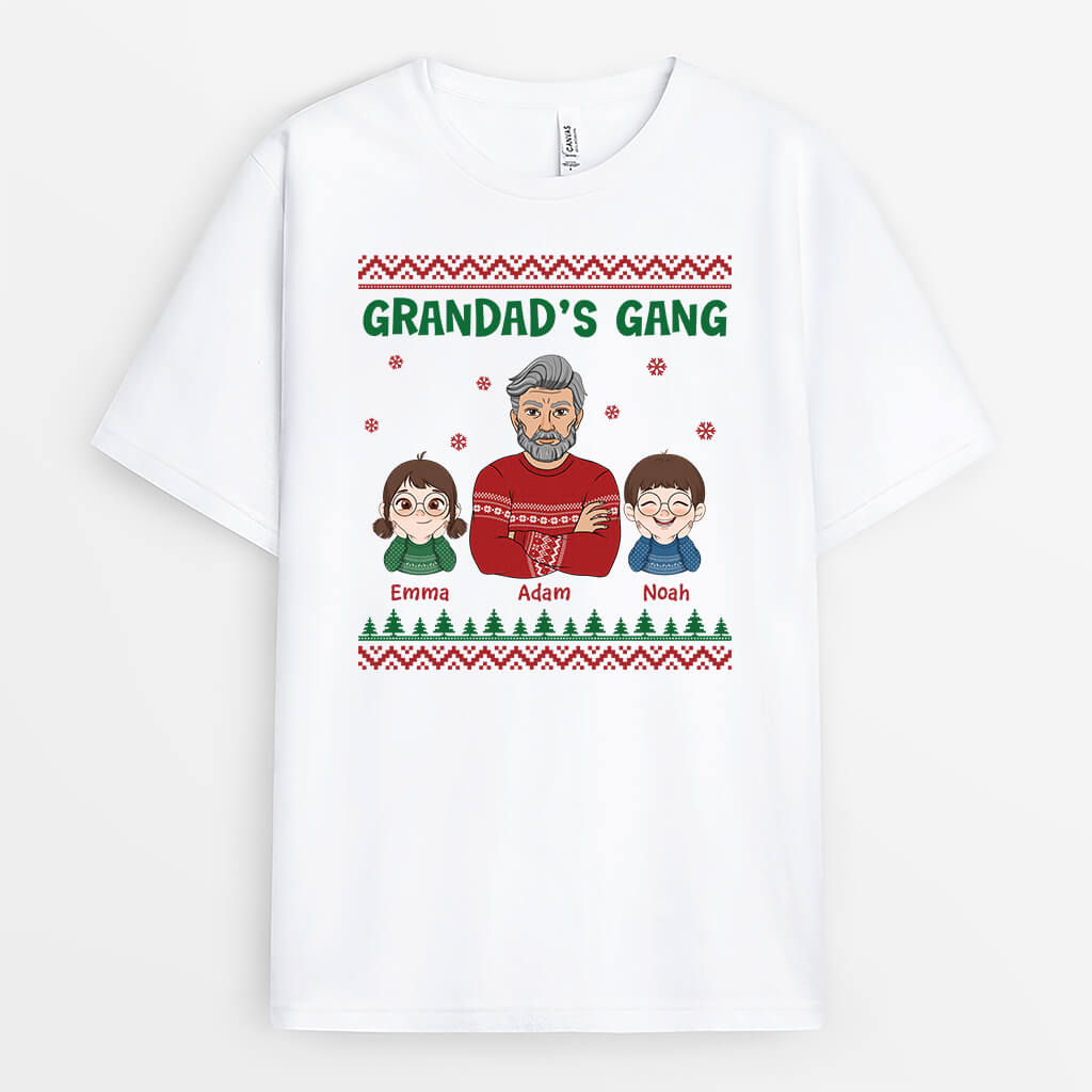 Personalised Christmas Grandad's Gang T-Shirt