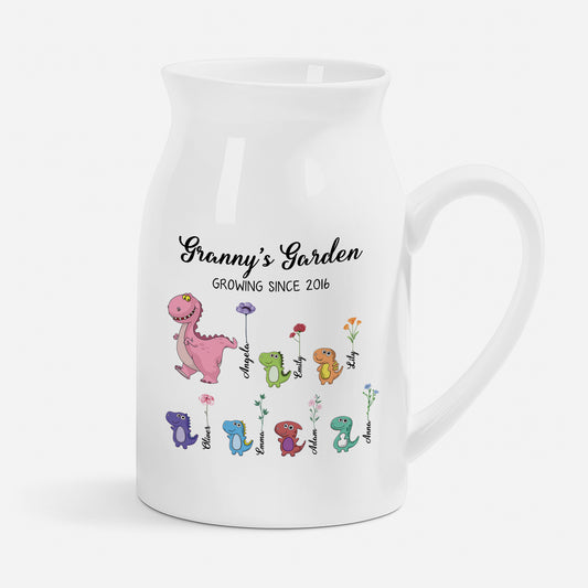 3031OUK1 personalised dinosaur grannys garden flower vase for grandmamum 3031o8p5a