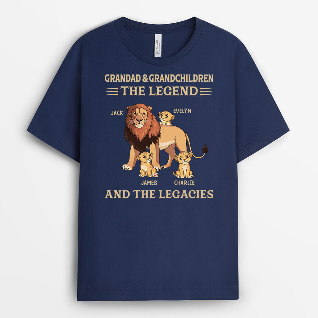 Personalised Grandad & Grandchild, The Legend and The Legacy Lion T-shirt