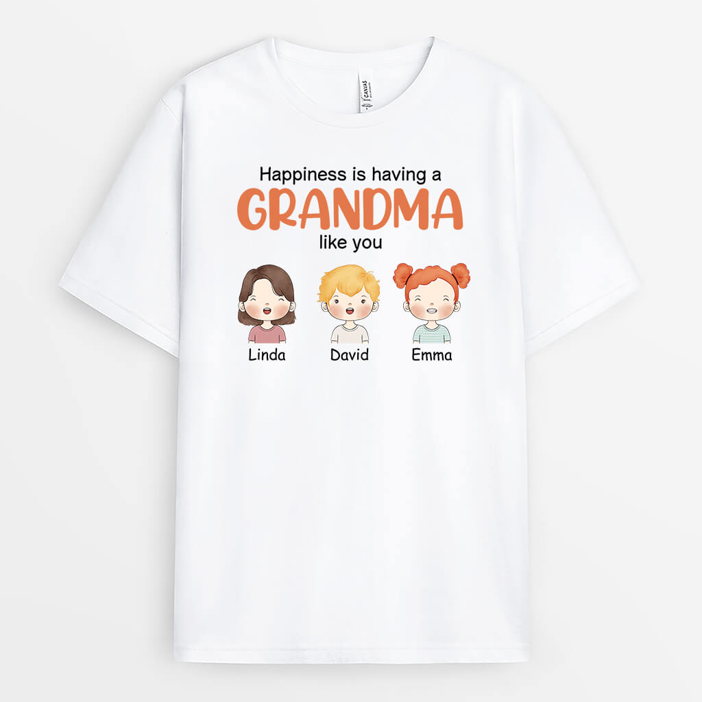 3066AUK1 happiness is having a t shirt  personalised gift ideas for grandma