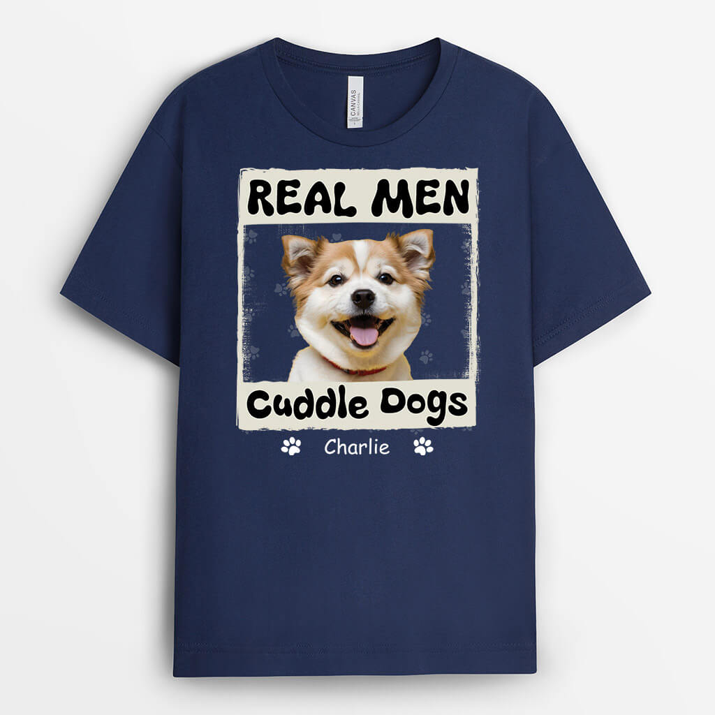 Personalised Real Men Cuddle Cat T-shirt