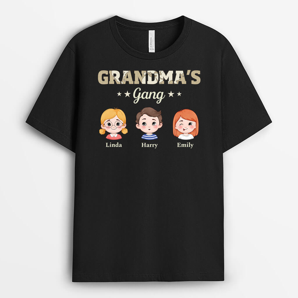 Personalised Grandad's Gang With Cute Grandkids's Face T-shirt