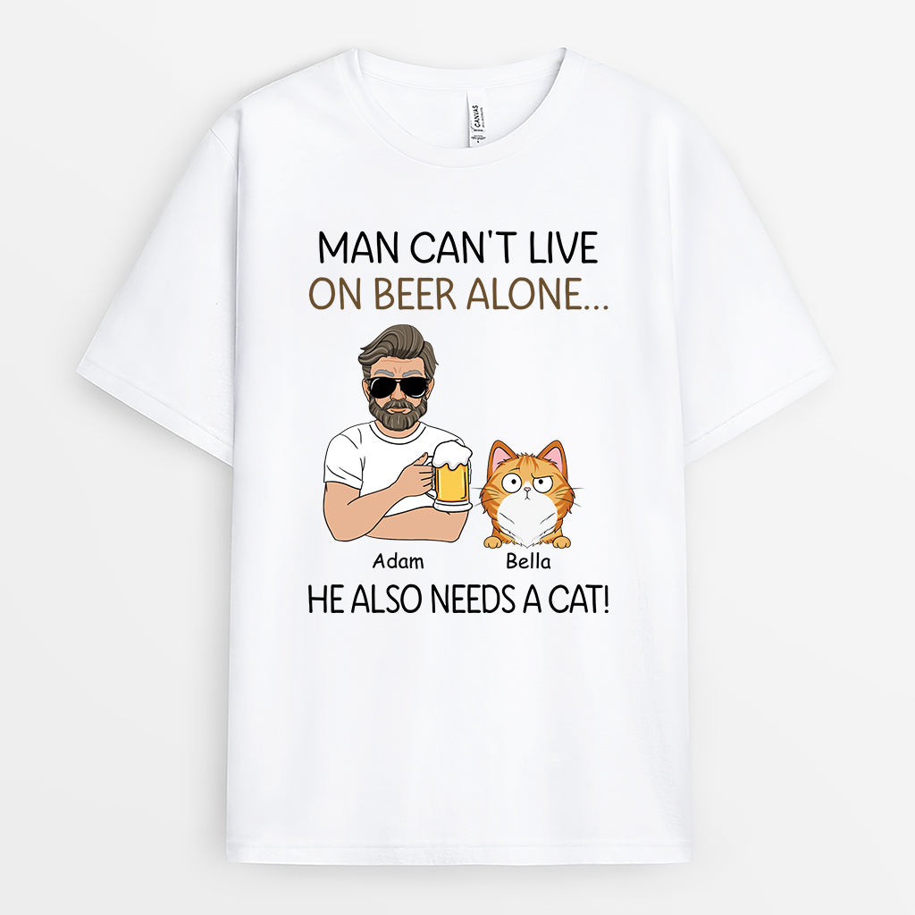 3137AUK2 man cant live on beer alone  personalised gift ideas for cat dad