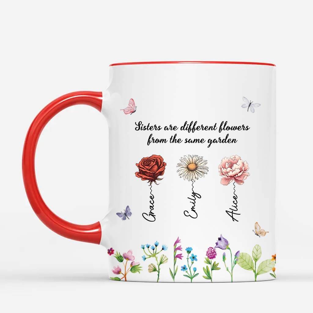 Personalised Sisters Are Different Flowers Mug