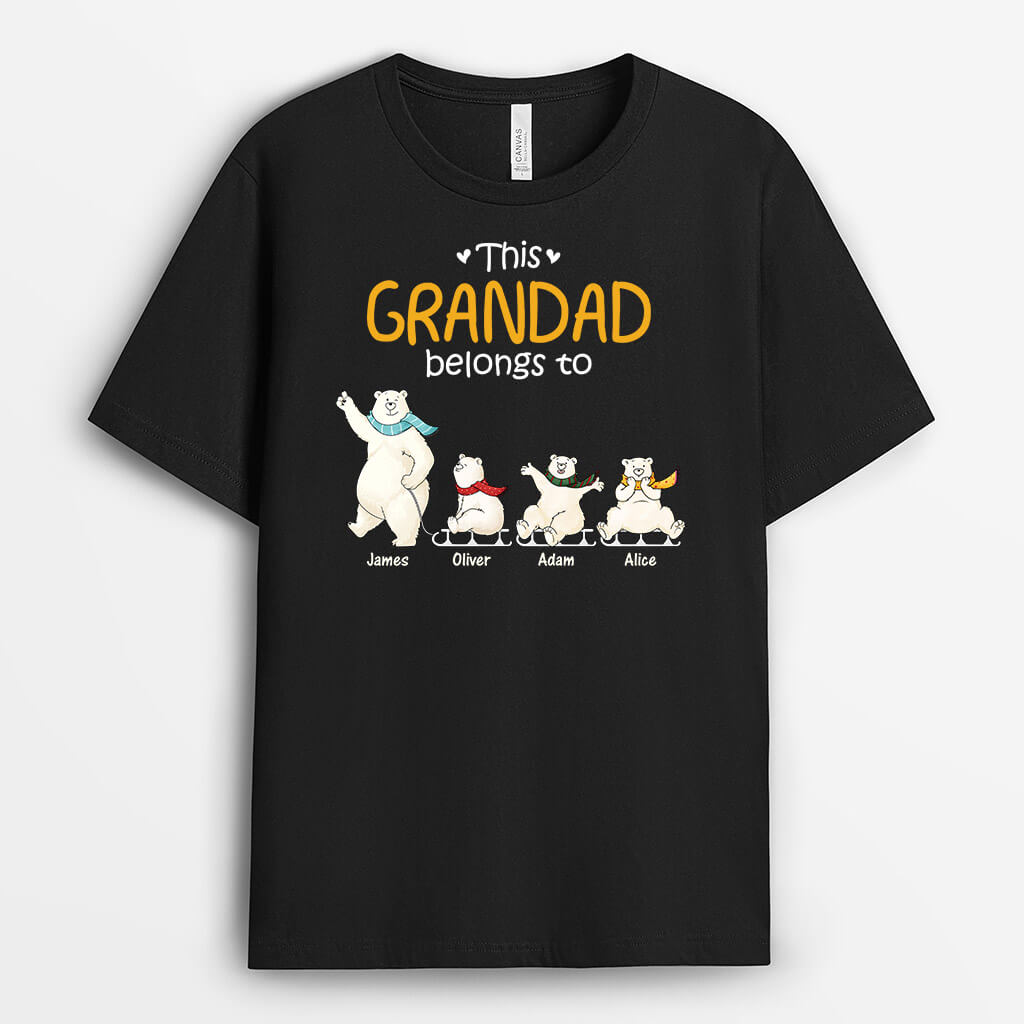 Personalised White Bear This Grandad Belongs To T-Shirt