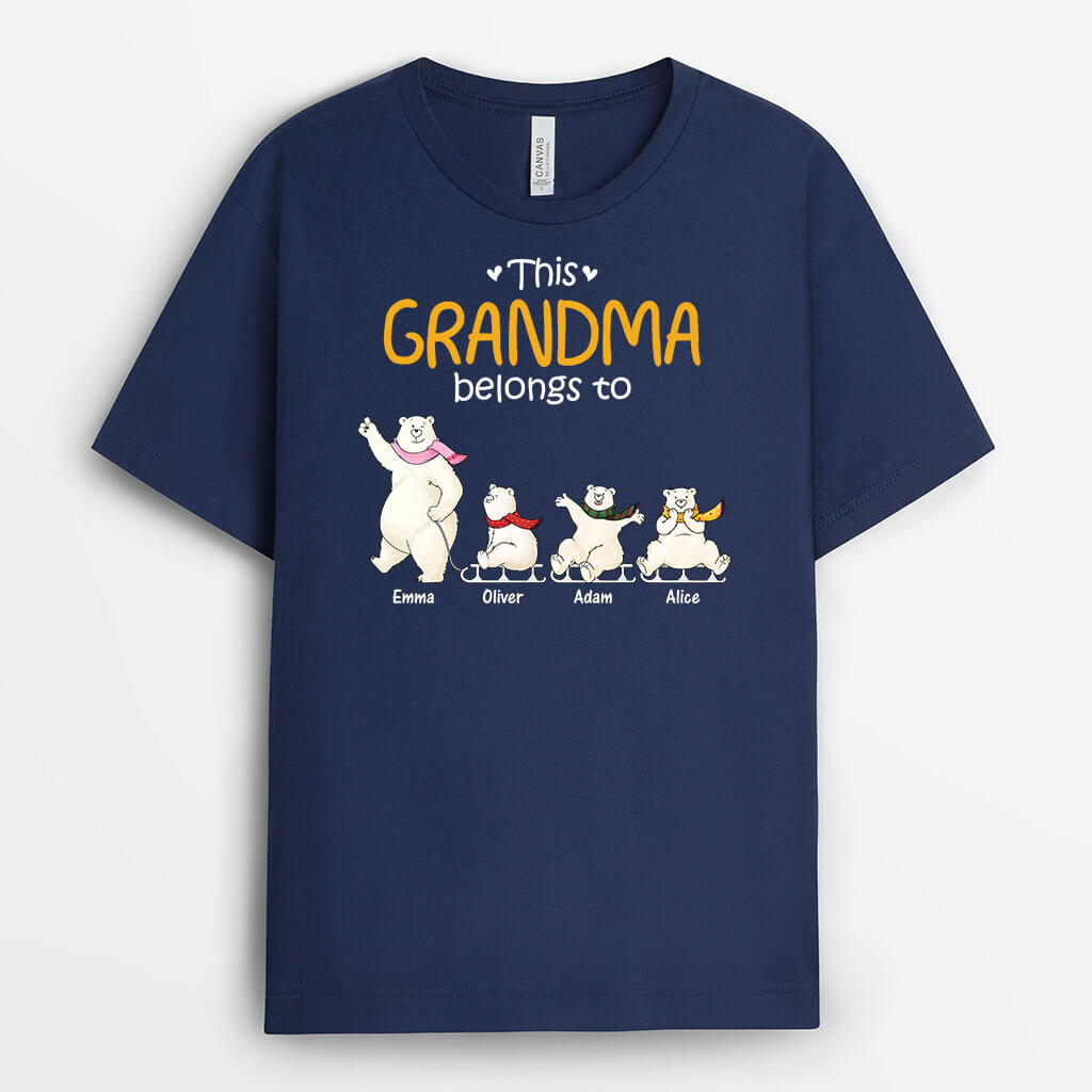 Personalised White Bear This Grandad Belongs To T-Shirt