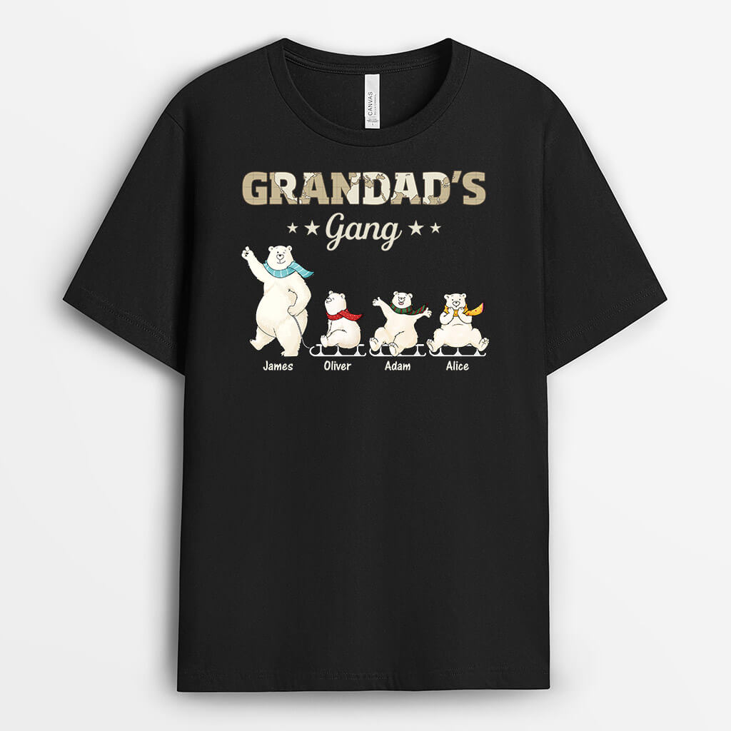 Personalised Black Dancing Bear Grandad's Gang T-Shirt