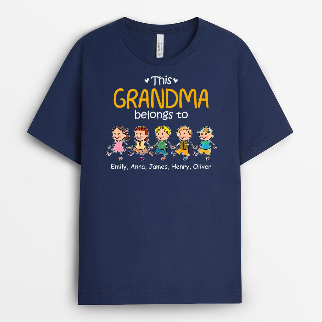 Personalised This Grandma Belongs To Grandkid Holding Hands T-shirt