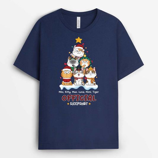 3201AUK2 official sleepshirt christmas theme t shirt  personalised gift ideas for cat lovers