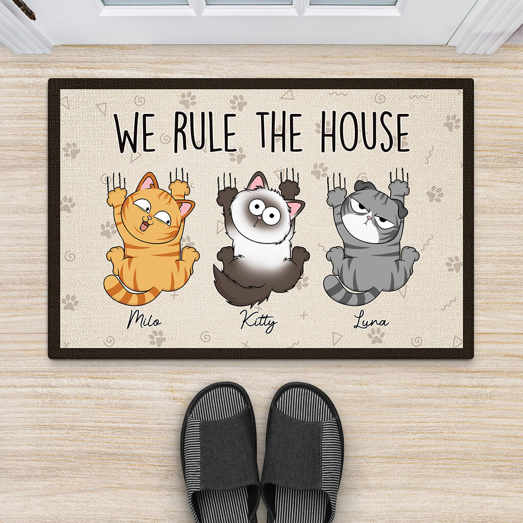 Personalised We Rule The House Funny Cats Doormat