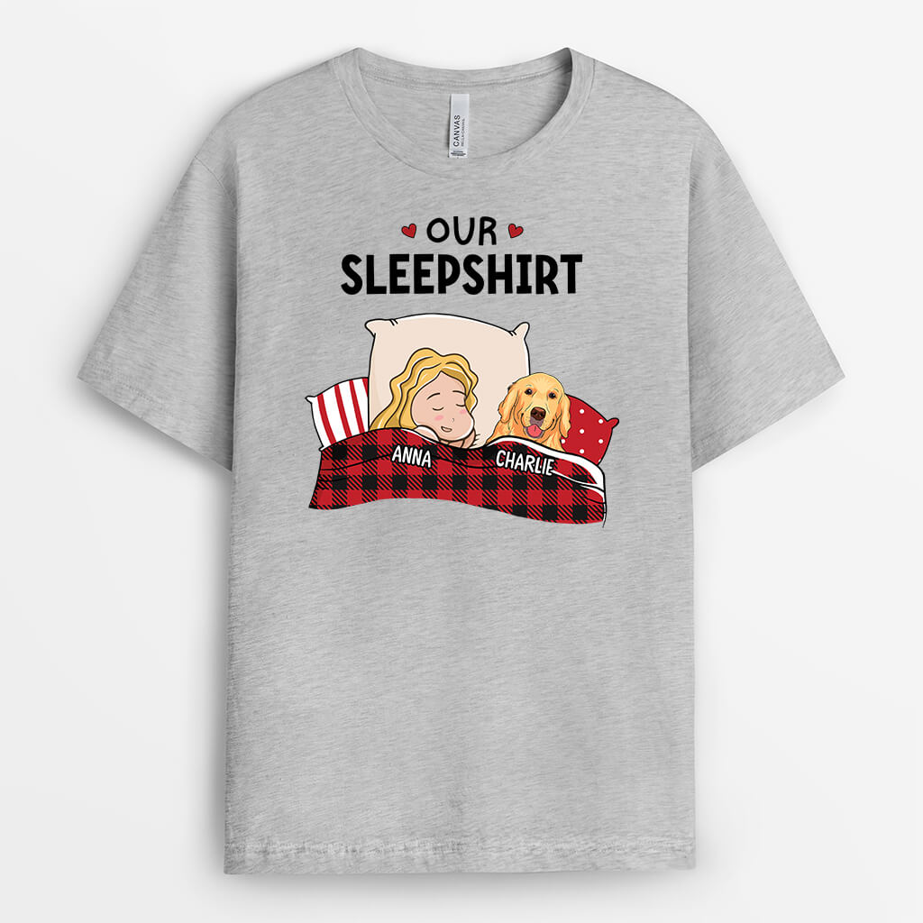 Personalised Our Sleepshirt, Woman And Dog T-shirt