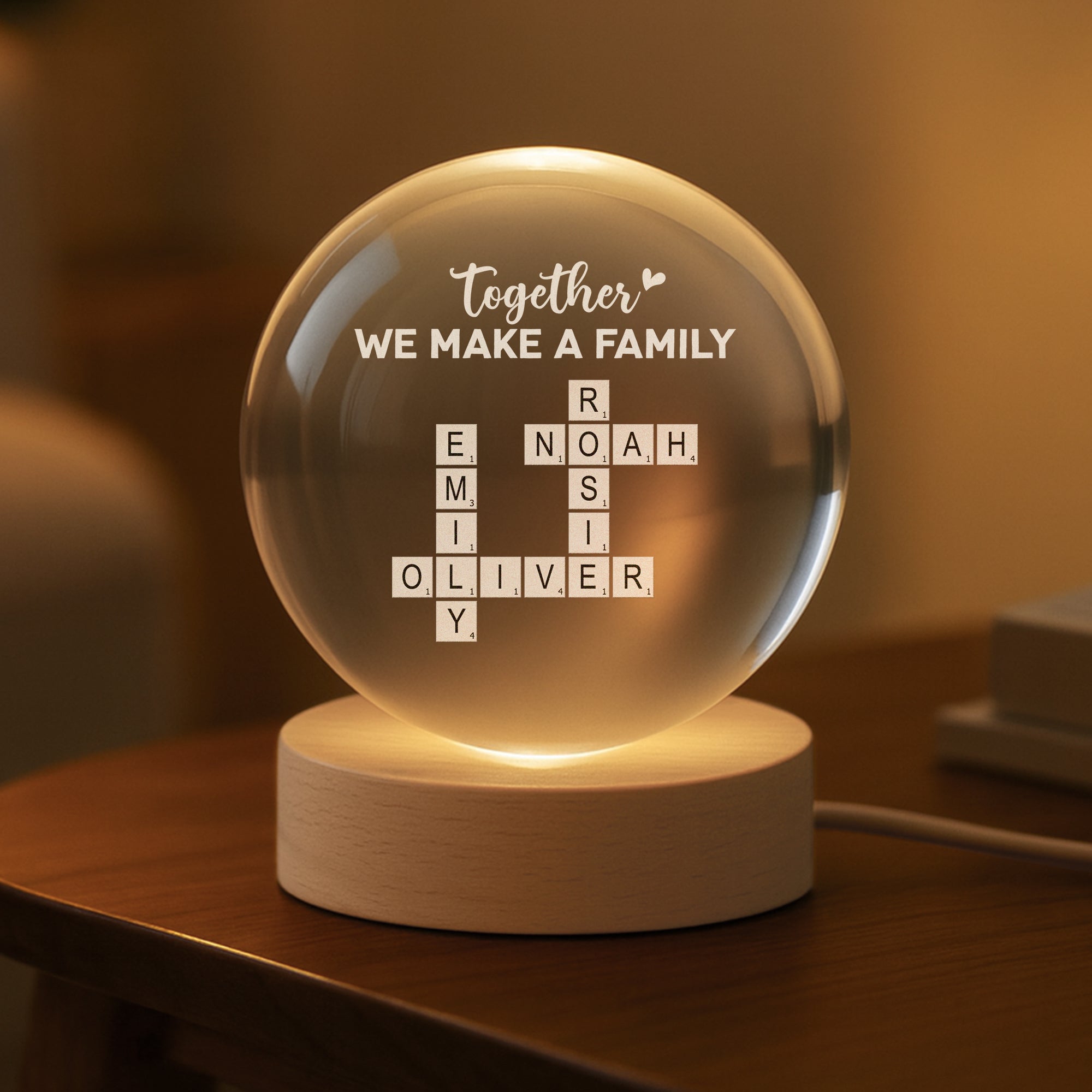 3221LUK2 personalised family crossword puzzle art crystal ball lamp for family 3221l6f5i