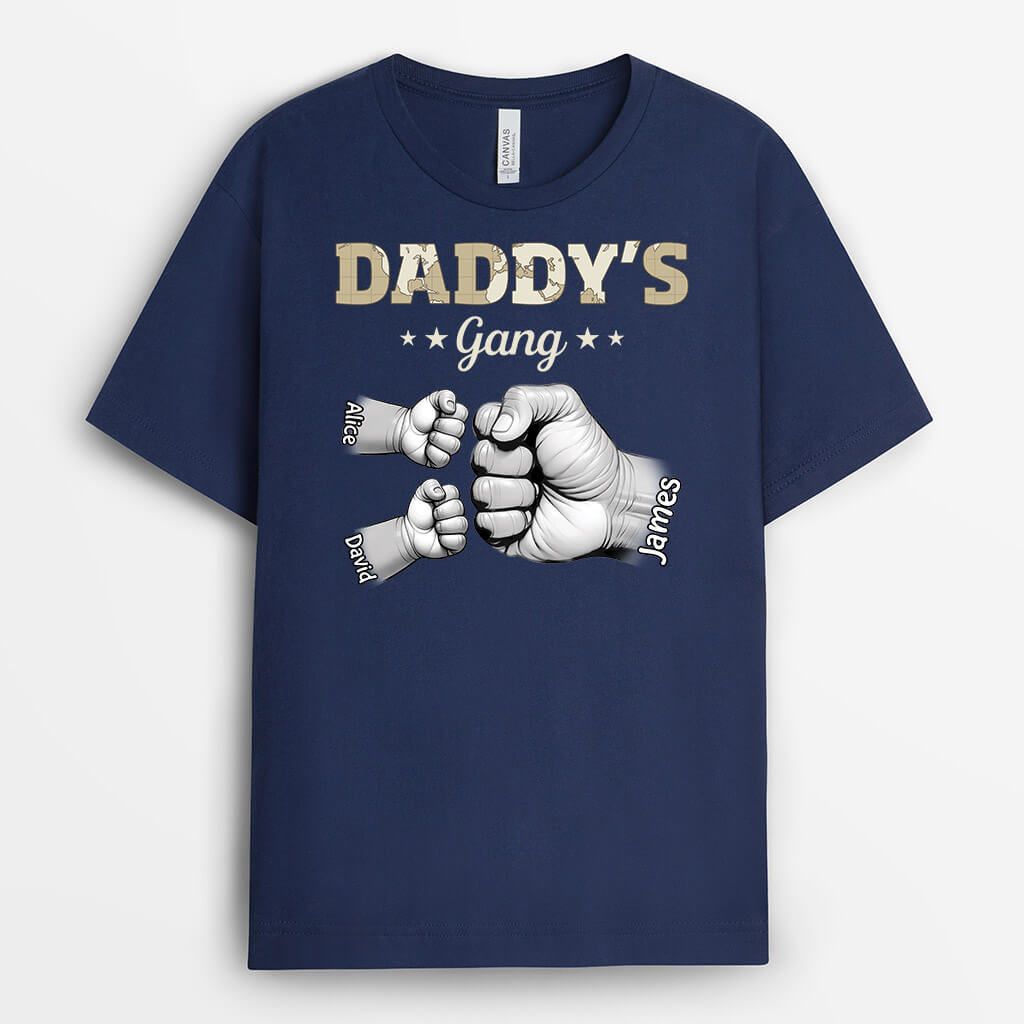 Personalised Grandad's Gang, Fist Bump Grandad With Kids T-shirt