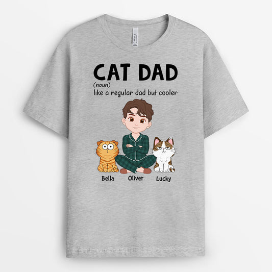 3239AUK1 cat dad definition t shirt  personalised gifts for cat dad