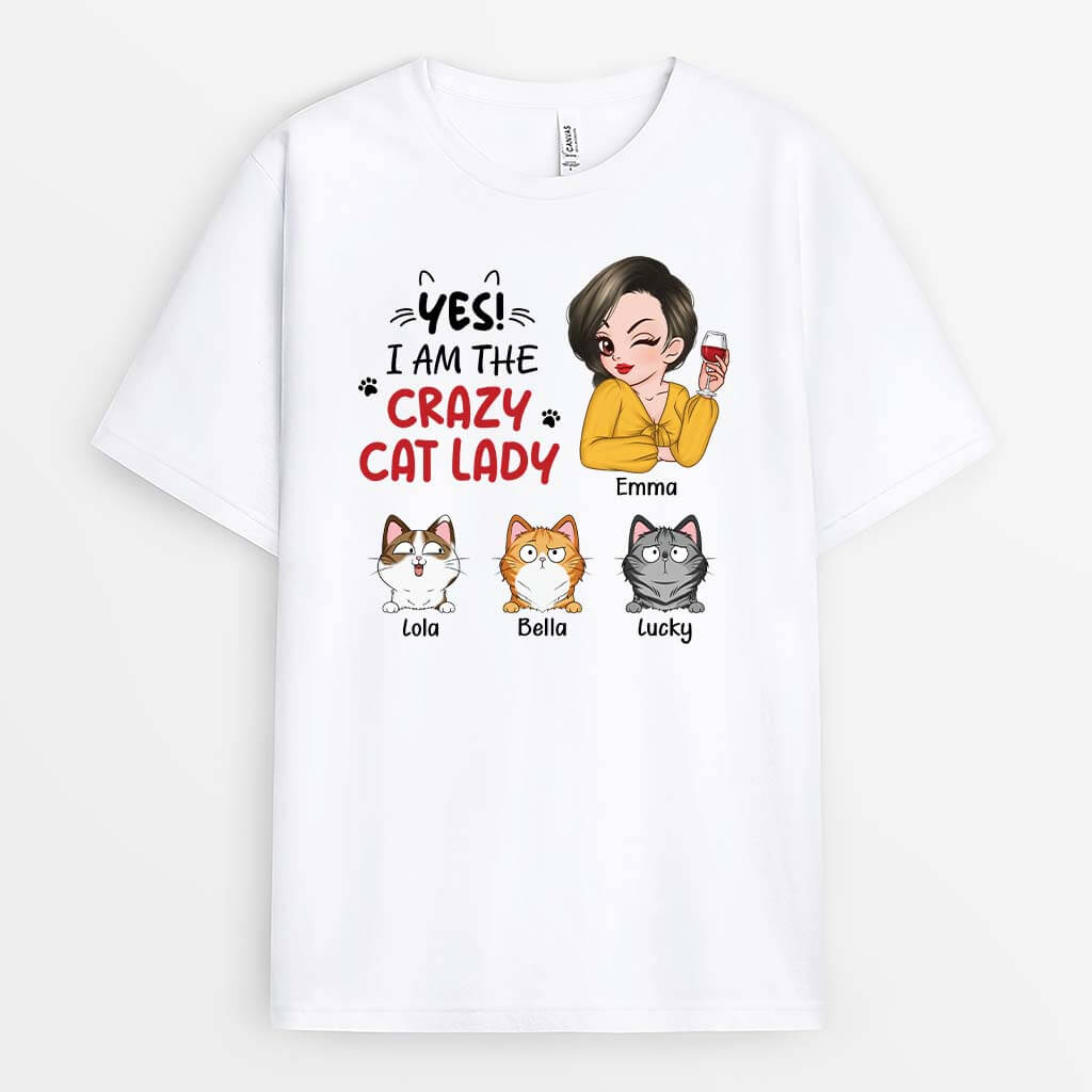 3244AUK1 yes_ t shirt  personalised gifts for cat mum