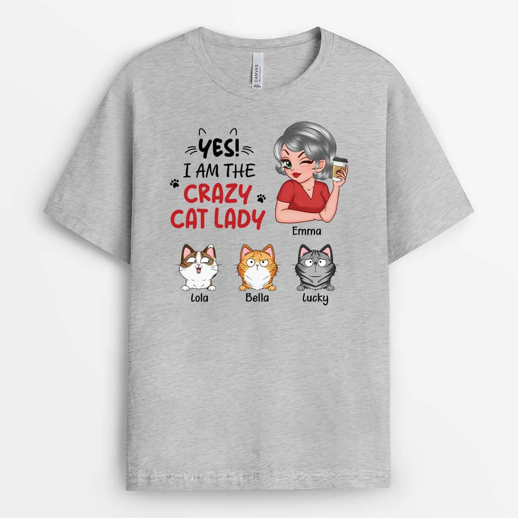 3244AUK2 yes_ t shirt  personalised gifts for cat mum