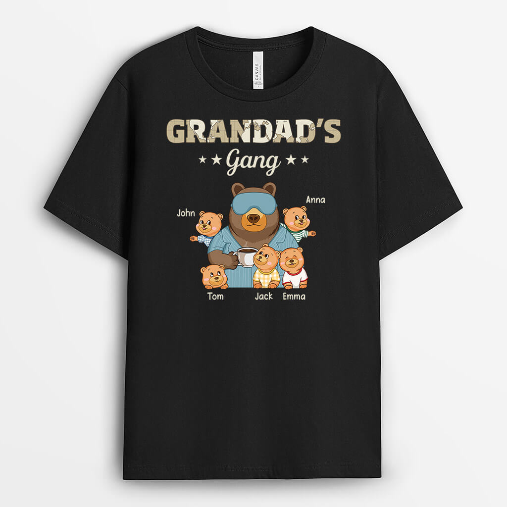 Personalised Cute Bear Grandad's Gang T-Shirt