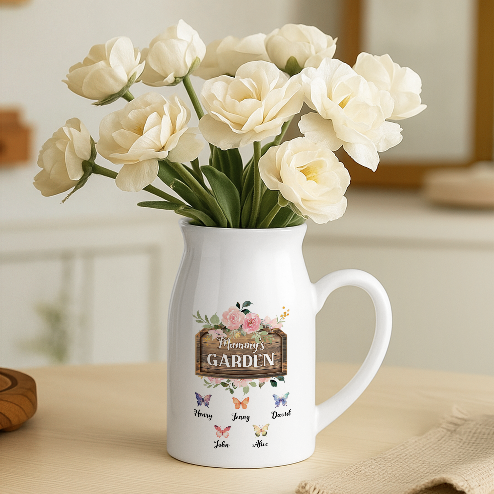 3295OUK2 personalised grannys garden vase with butterflies for grandmamum 3295o8f5a