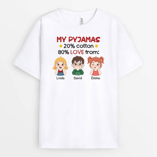 3296UK1 my pyjamas 20_ cotton 80_ love from t shirt  personalised gifts for grandma