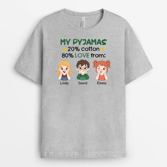 3296UK2 my pyjamas 20_ cotton 80_ love from t shirt  personalised gifts for grandma