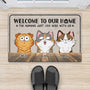 3301DUK2 welcome to our house doormat  personalised gifts for cat lovers