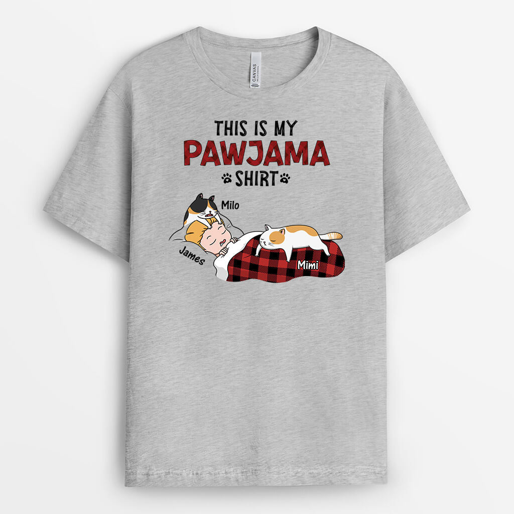 Personalised This Is My Pawjama Shirt For Cat Dad