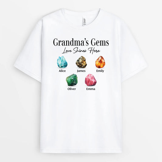 3305AUK1 grandmas gems t shirt  personalised gifts for grandma mum