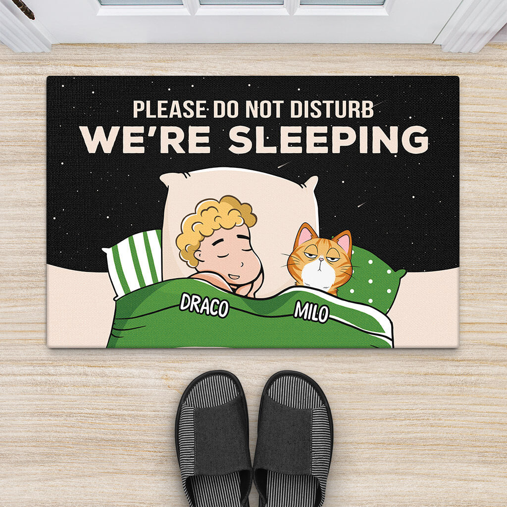 Personalised Please Do Not Disturb Doormat For Cat Lovers