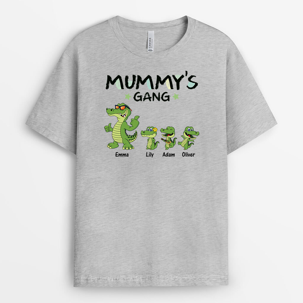 Personalised Cool "Grandad's Gang" Crocodile T-Shirt – Pastel Design For Grandad/Dad, Personalised Gifts For Dads And Grandads