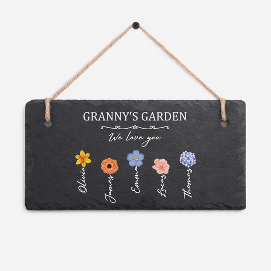 3340AUK1 personalised mumgrannys garden we love you slate garden sign 3340ae8l7a