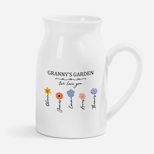 3340OUK1 personalised grannys garden vase with grandkids names for grandmamum 3340o8l7a