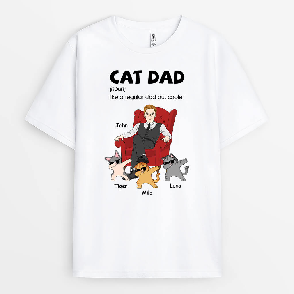 3342AUK1 personalised cool cats cat dad t shirt  personalised gifts for cat lovers