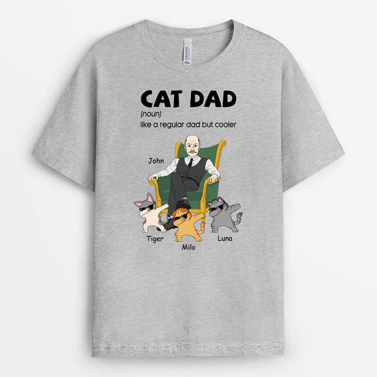 3342AUK2 personalised cool cats cat dad t shirt  personalised gifts for cat lovers