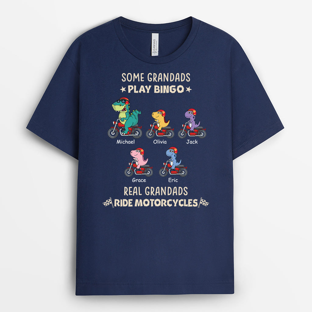 3347AUK1 personalised some grandads play bingo real grandads ride motorcycles t shirt  funny gift for grandads