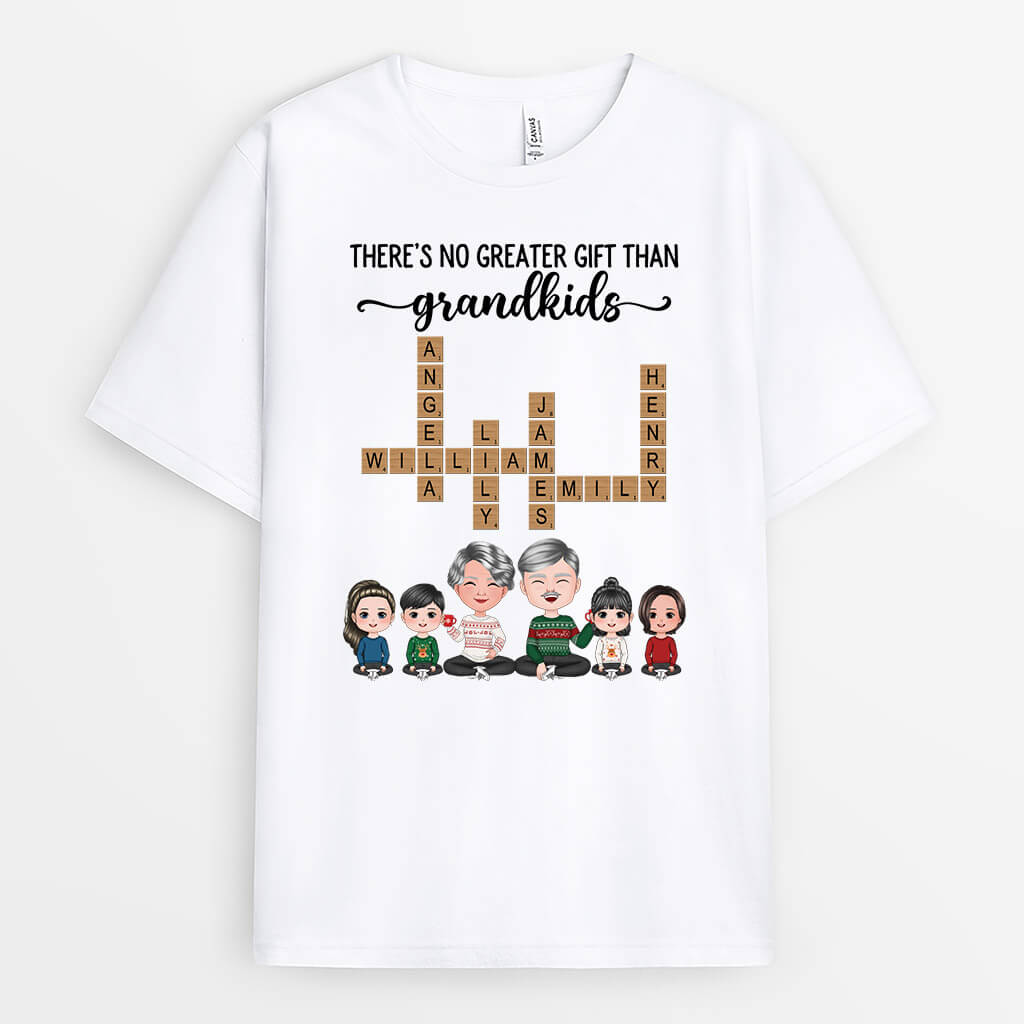 3362AUK2 theres no greater gift than grandkids t shirt  personalised gifts for grandparents