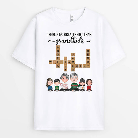 3362AUK2 theres no greater gift than grandkids t shirt  personalised gifts for grandparents
