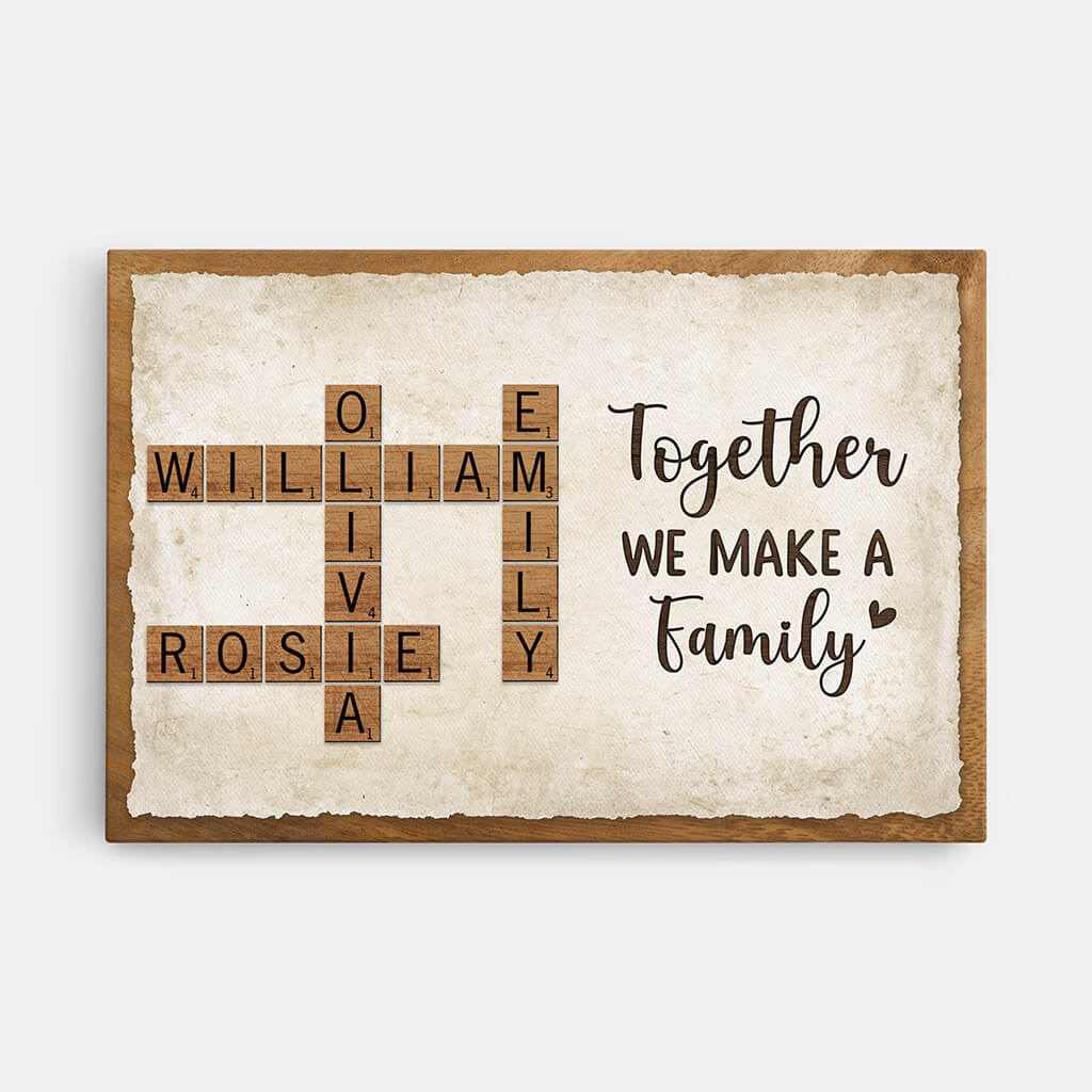 Personalised 'Together We Make A Family' Crossword Canvas