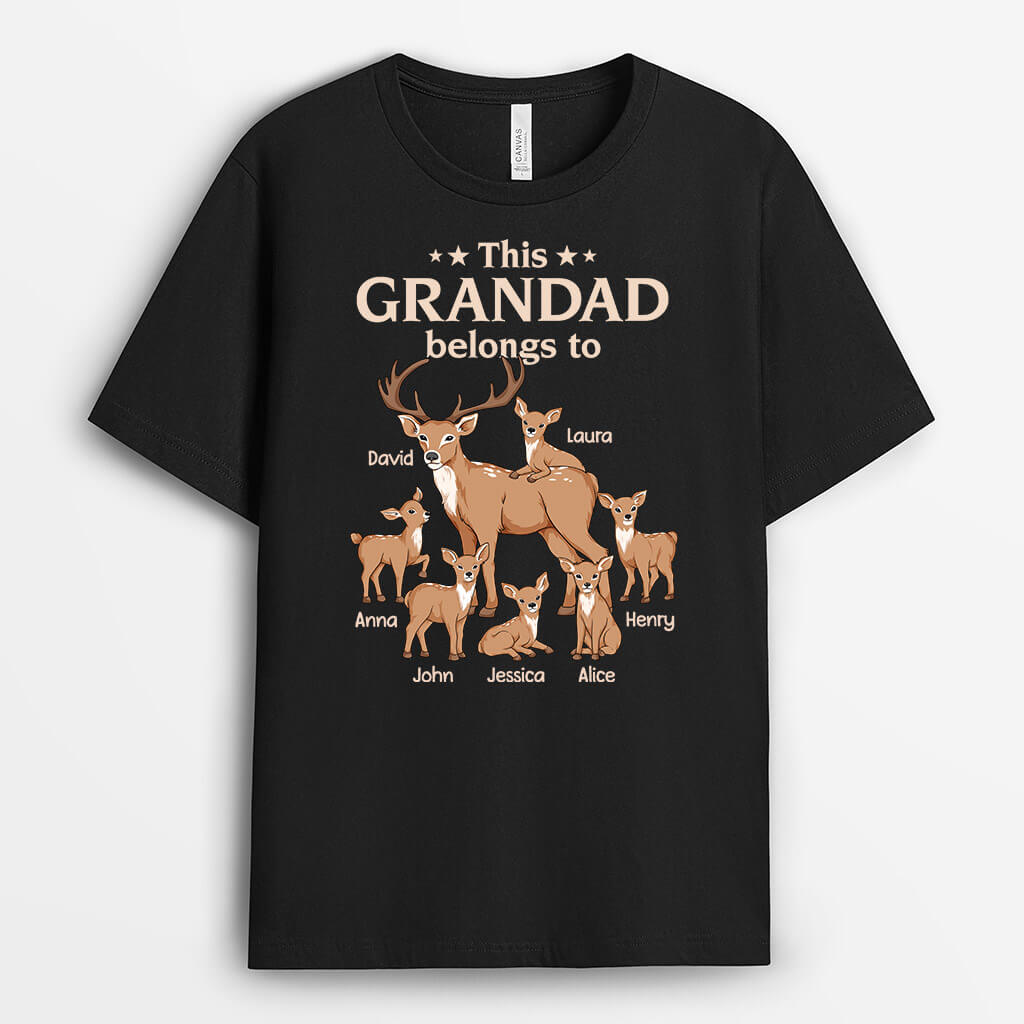 Personalised This Deer Grandad Belongs To T-shirt