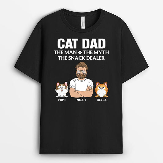 3388AUK1 cat dad the man the myth t shirt  personalised gifts for cat dad