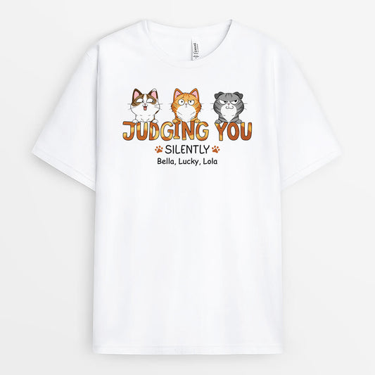 3390AUK1 judging you silently t shirt  personalised gifts for cat lover