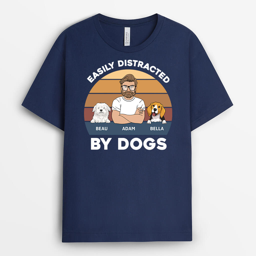 3391AUK1 easily distracted by dogs t shirt  personalised gifts for dog lovers