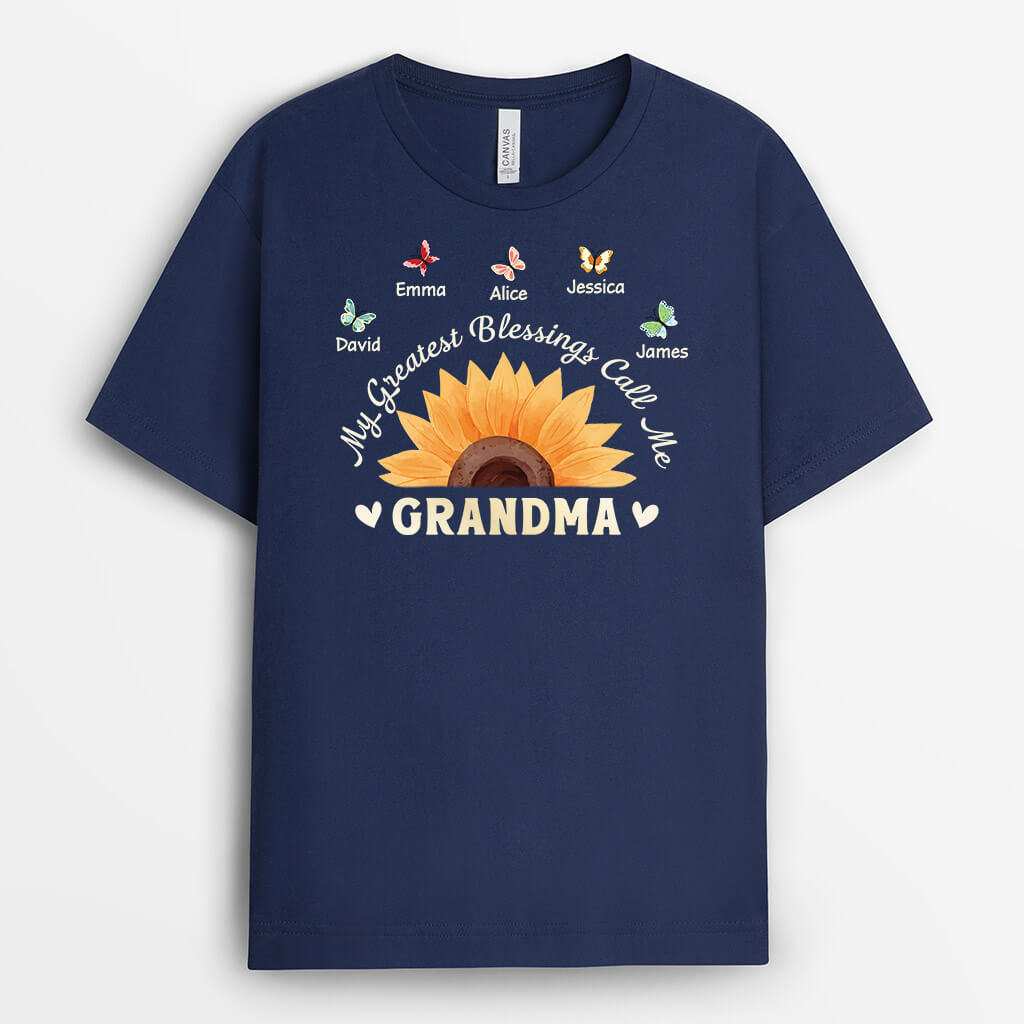 Personalised My Greatest Blessing Calls Me Grandma T-Shirt