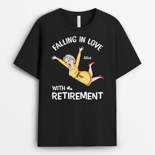 3399AUK2 falling in love with retirement t shirt  personalised gifts for men