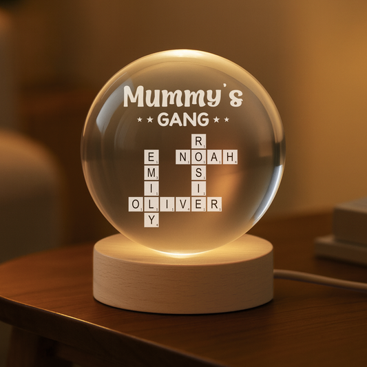 3402LUK2 personalised crossword crystal ball lamp for grannymum 3402lsf5i